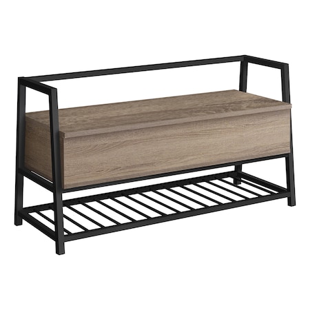 Monarch Specialties Bench, Entryway, Hallway, Storage, 42" Rectangular, Metal, Laminate, Brown, Black, Contemporary I 4501